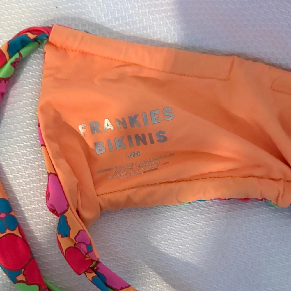 Frankies Bikinis Neon Floral Two Piece Set Multiway‎ Bandeau High Cut Large